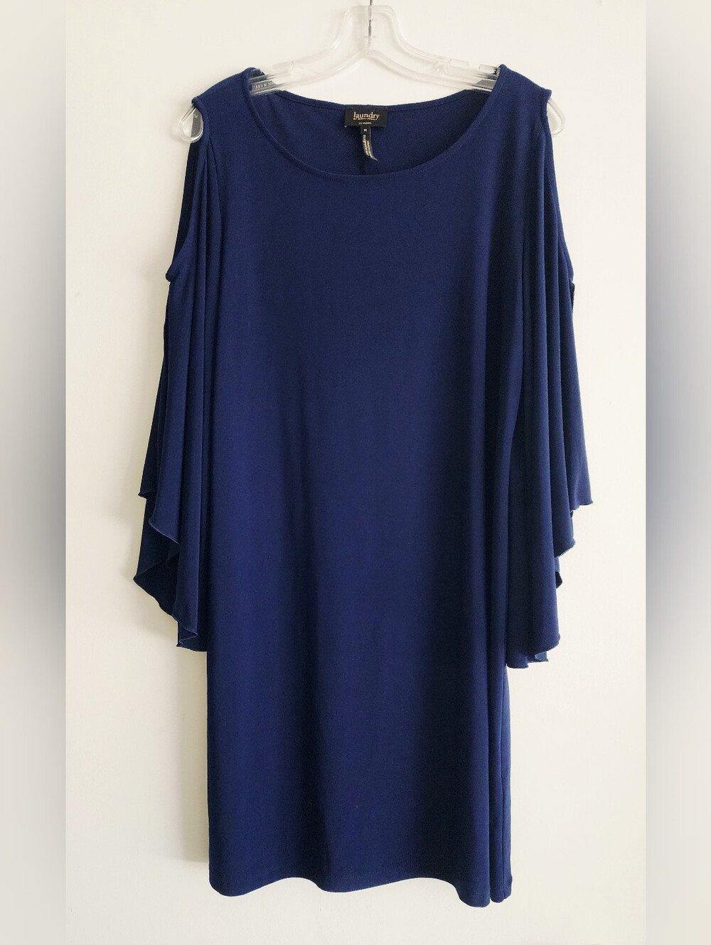Laundry By Shelli Segal | Navy Cold-Shoulder Flutter Sleeve Tunic / Dress | M